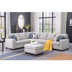 Latitude Run Lecanto Upholstered Sectional Light Gray Sofa 125.5" 4pcs 5 Seater
