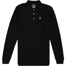 Psycho Bunny Mens Classic Long Sleeve Pique Polo Shirt - Black