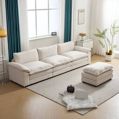 Black - White Sofas Wade Logan Avrilynn White Sofa 120.1" 3 Seater