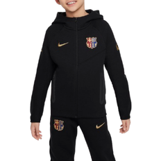 Nike Older Kid's FC Barcelona Tech Fleece Soccer Full Zip Hoodie - Black/Club Gold (FN8500-011)