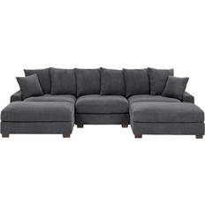 Wade Logan Ashira Gray Corduroy Sofa 126.5" 5 5 Seater