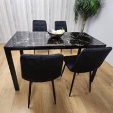 Glasses Dining Sets Kosy Koala Black Marble Effect Table 4 Chairs Dining Set