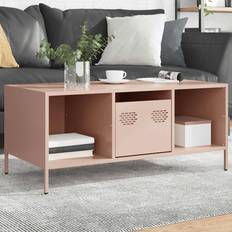 Rektangulære - Rød Sofaborde vidaXL 101,5 x 50 x 43,5 cm Koldvalset Stål Lyserød Sofabord
