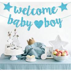 Shein Welcome Baby Girl Boy Banner Baby Shower Pull Flag Gold Glitter Letters Party Decoration For Baby Arrival Party Flag