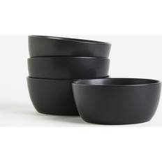 H&M 4-Pack Small Porcelain Bowls - Black Bowl 13.5cm 4pcs