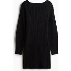 Wool Dresses H&M Ladies Black Rib-knit Boat-Neck Dress