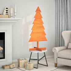 Brown Christmas Trees vidaXL Wooden 120 cm - Wax Brown Christmas Tree