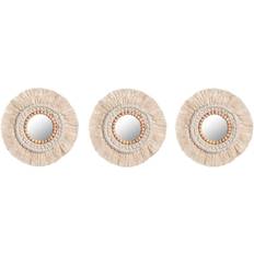 Kristall Speglar Home ESPRIT Vit Kristall Boho Spegelset 20 x 1 x 20 cm 3 st Väggspegel