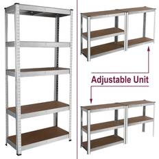 Silver/Chrome Shelving Systems House of Home Boltless 5 Tier Racking Shelf Unit Shelving System