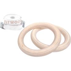 Hoppetau på Black Friday tilbud Fitwood Play Turnringer 25mm Tre Overflate Hvit Stropp