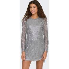 Silver Kläder Only Spacy LS Short Dress WVN Dam - Vapor Blue/Silver Sequins