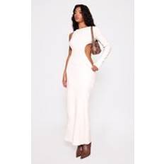 PrettyLittleThing Heavy Brushed Rib Cut Out Maxi Dress - Cream