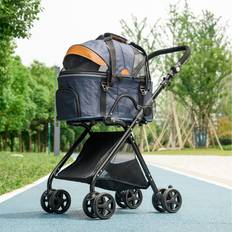 Pets Pawhut Luxury Folding Pet Stroller - Blue