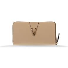 Versace Women's Zip Wallet with Leather Trim - Beige
