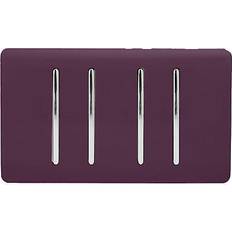 Trendi Switch Modern Glossy 4 Gang 1 Way Rocker Double Plate Light