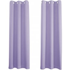 Happy Homewares Lilac Eyelet Curtains 46 x 63 Inch Drop - 2 Panel