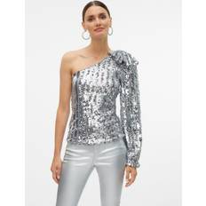 Sølv Bluser Vero Moda Vmefi ONE Shoulder LS Top JRS - Silver