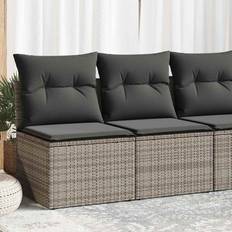 vidaXL Sofasæt 4 Dele Med Hynder Polyrattan Grå Loungesæt