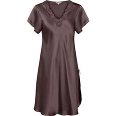 Nattkjoler Lady Avenue Pure Silk Nightgown w.Lace Short Sleeve Str