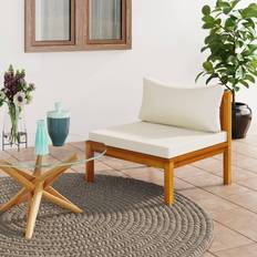 Holz Sofas vidaXL Modulares Mittelsofa mit Cremeweißen Kissen Sofa
