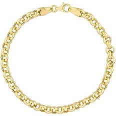 Gold - Unisex Bracelets Yellow Gold Hollow Rolo Chain Bracelet 5.2mm