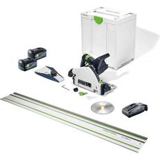 Festool Battery Plunge Cut Saw Festool TSC 55 18V Brushless Plunge Saw, 2x 5.0Ah Bluetooth Batteries, 1x 1.4m Guide Rail, Charger & Case