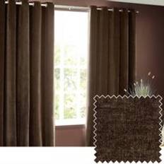 Brown Curtains & Accessories Yard Heavy Chenille Velvet Eyelet Curtain 168 cm x 183 cm - Brown