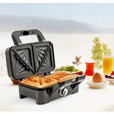 Costway 3-in-1-Sandwichmaker elektrischer Panini-Pressgrill mit abnehmbaren Antihaft-Platten