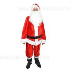 Shatchi Santa Claus Suit Adult Premium Plush Mens Cosplay Costume Complete Outfit Fancy Dress Father Christmas Party Clothes Stand One