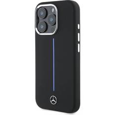 Mercedes Silicone Blue Stripe Case for iPhone 16 Pro Max 6.9" Black