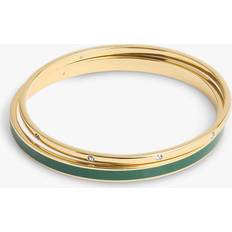 Enamel Bracelets Crystal & Enamel Bangle Pack of 2 - Gold/Forest Green