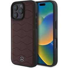 Mercedes-Benz MB Waves Leather Case for iPhone 16 Pro Max 6.9" Red