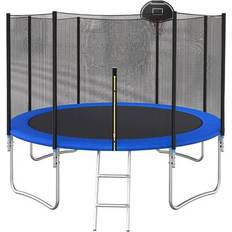 Trampolines Fun Orange Trampoline 10-ft Round Backyard in Blue FUN24BC05