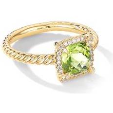 Jewelry David Yurman Chatelaine Pave Bezel Ring in 18k Yellow Gold with Peridot and Diamonds