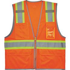 ID Card Pocket Work Vests Orange Two-Tone Mesh Vest Type R Class Single