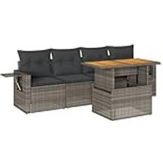 Lounge-Sets reduziert vidaXL Garten-Sofagarnitur 5-tlg mit Kissen Grau Lounge-Set