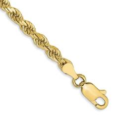 Bracelets Diamond-Cut Rope 10k Yellow Gold Chain Bracelet 3.5mm