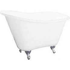 Claw Foot Bathtub Freestanding Bathtubs Furnorama Claw Foot Bathtub 51 in. Aqua Eden Cast Iron Slipper Clawfoot Tub without Faucet Drillings, White & Polished Chrome