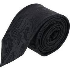 Black Ties Trafalgar Big and Tall Banbury Tone Paisley Silk Necktie - Black