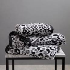 Black Towels Fusion Animal Print Cotton 100% Cotton Bath Towel Black