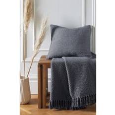 Drift Hayden Eco-Friendly Throw 200 cm x 200 cm - Charcoal Blankets Grey, Black