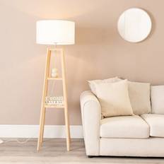ValueLights Wakefield 2 Shelf Wood 6W Floor Lamp