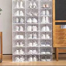 Shoe box Shein 12/6/3 pieces simple transparent plastic shoe box, influencer shoe storage dustproof shoe cabinet for students dormitory drawer Transparent Shoe Rack