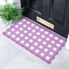 White Entrance Mats Lilac Gingham Doormat 70 x 40 cm White, Purple