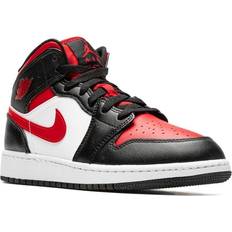 Tyg Basketskor Barnskor Jordan Läder Mid Sneakers - Vitt/Svart/Rött
