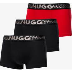 Men - Silver Men's Underwear HUGO Men's 3-Pack Metallic Waistband Boxer Trunks Gift Set - Black/Red/Silver