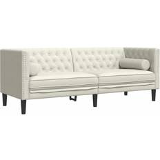 vidaXL Chesterfieldsoffa 3-Sits Gräddvit Sammet Soffa 3-sits