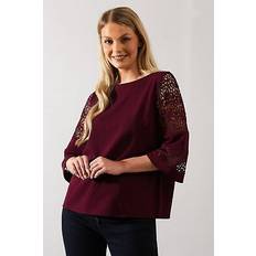 Clothing Wallis Lace Sleeve Blouse - Berry