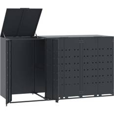 Skraldespandsskjuler 207x79x117 cm 3 Rum Stål Antracit