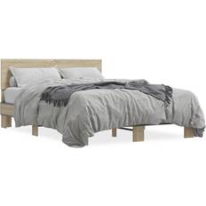 vidaXL Sengestel 120x200 cm Konstrueret Træ Og Metal Sonoma-Eg Sengeramme